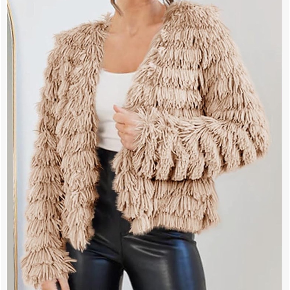 Womens Fall Open Front Cardigan Faux Fur Coat Vintage Parka Shaggy Jacket Warm - Picture 3 of 6